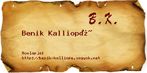Benik Kalliopé névjegykártya